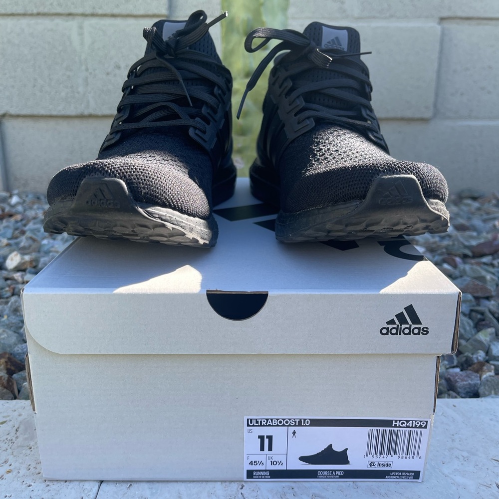Adidas Ultraboost 1.0 Triple Black Athletic Sneakers - Picture 3 of 10